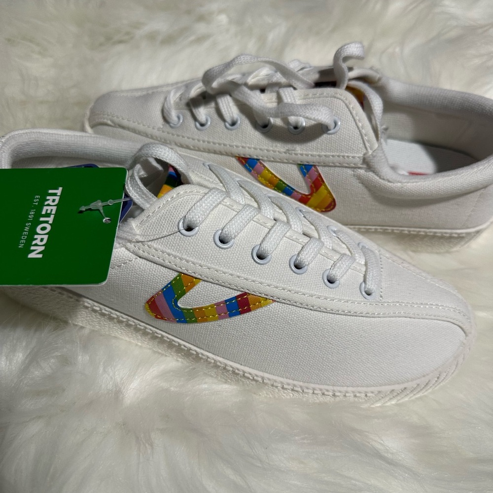 Tretorn White Sneakers with Red and Yellow Accents